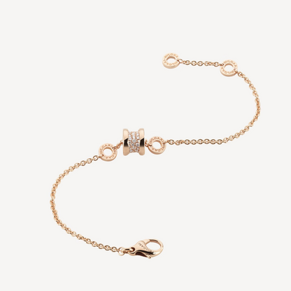 [Rosla Jewelry]ZERO 1 SOFT PINK GOLD WITH PAVED DIAMONDS ON THE SPIRAL BRACELET