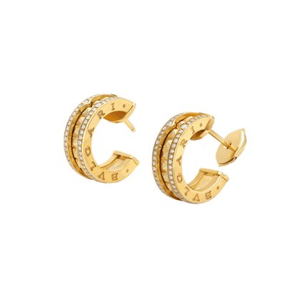 [Rosla Jewelry]ZERO 1 ROCK GOLD EARRINGS WITH STUDDED SPIRAL AND PAVED DIAMONDS