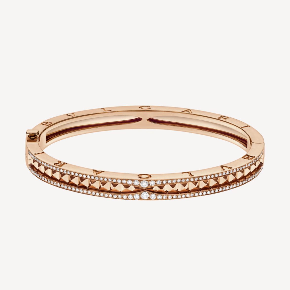 [Rosla Jewelry]ZERO 1 SPIRAL AND PAVED DIAMOND PINK GOLD BRACELET