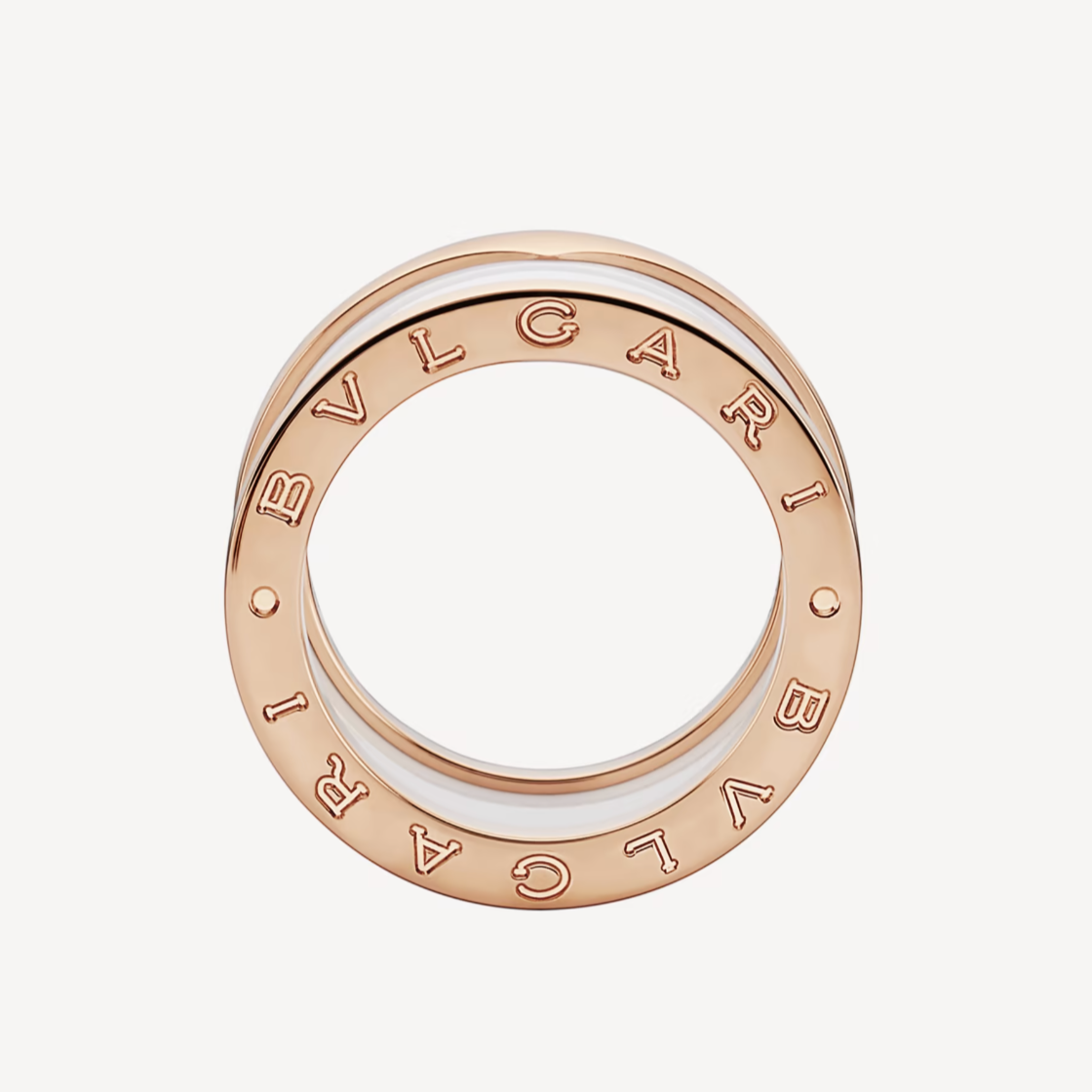 [Rosla Jewelry]ZERO 1 FOUR-BAND LOOPS AND WHITE CERAMIC SPIRAL PINK GOLD RING