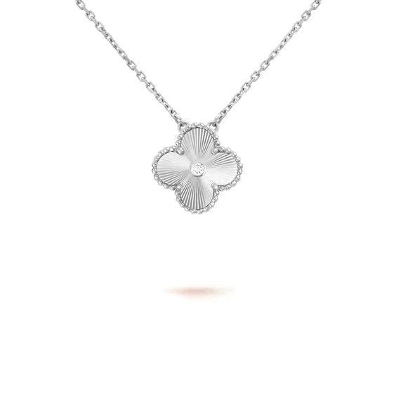 [Rosla Jewelry]CLOVER  15MM DIAMOND LASER NECKLACE SILVER