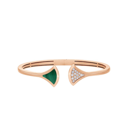 [Rosla Jewelry]DREAM BRACELET OPEN MALACHITE PINK GOLD