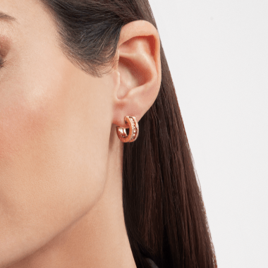 [Rosla Jewelry]ZERO 1 ROCK GOLD EARRINGS WITH STUDDED SPIRAL AND PAVED DIAMONDS