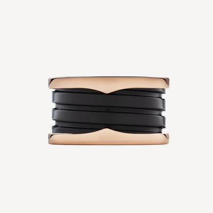 [Rosla Jewelry]ZERO 1 FOUR-BAND LOOPS AND BLACK CERAMIC SPIRAL PINK GOLD RING