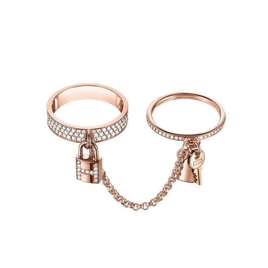 [Rosla Jewelry]HM KELLY CLOCHETTE DOUBLE RING IN ROSE GOLD WITH DIAMONDS