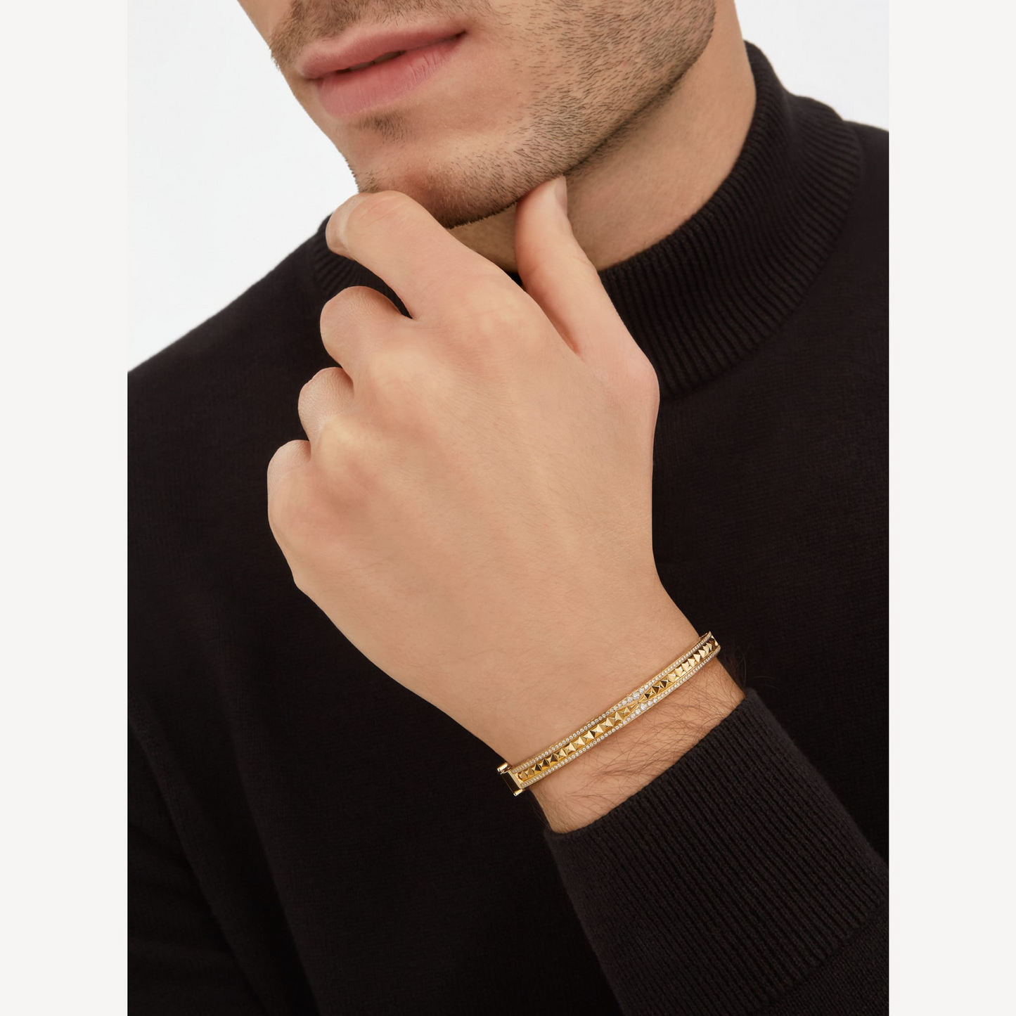 [Rosla Jewelry]ZERO 1 SPIRAL AND PAVED DIAMOND GOLD BRACELET