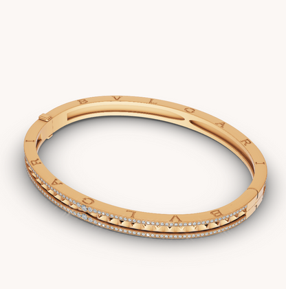 [Rosla Jewelry]ZERO 1 SPIRAL AND PAVED DIAMOND GOLD BRACELET