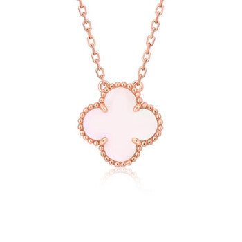 [Rosla Jewelry]CLOVER 15MM PINK MOTHER-OF-PEARL SINGLE FLOWER NECKLACE