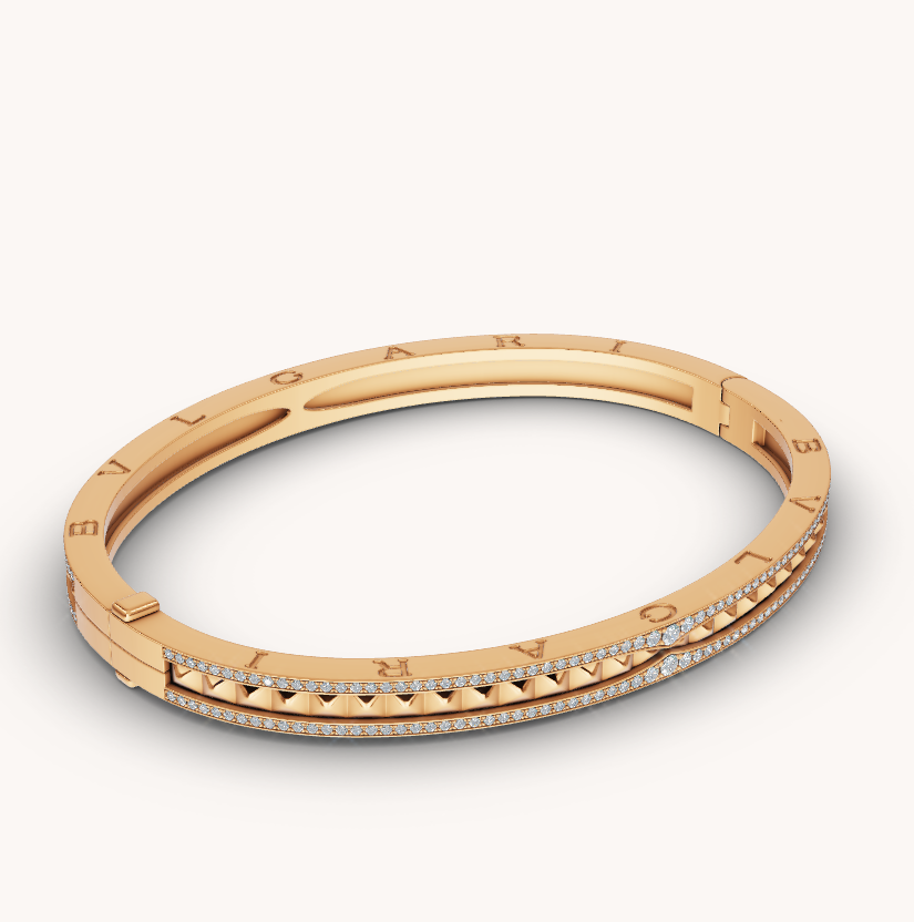 [Rosla Jewelry]ZERO 1 SPIRAL AND PAVED DIAMOND GOLD BRACELET