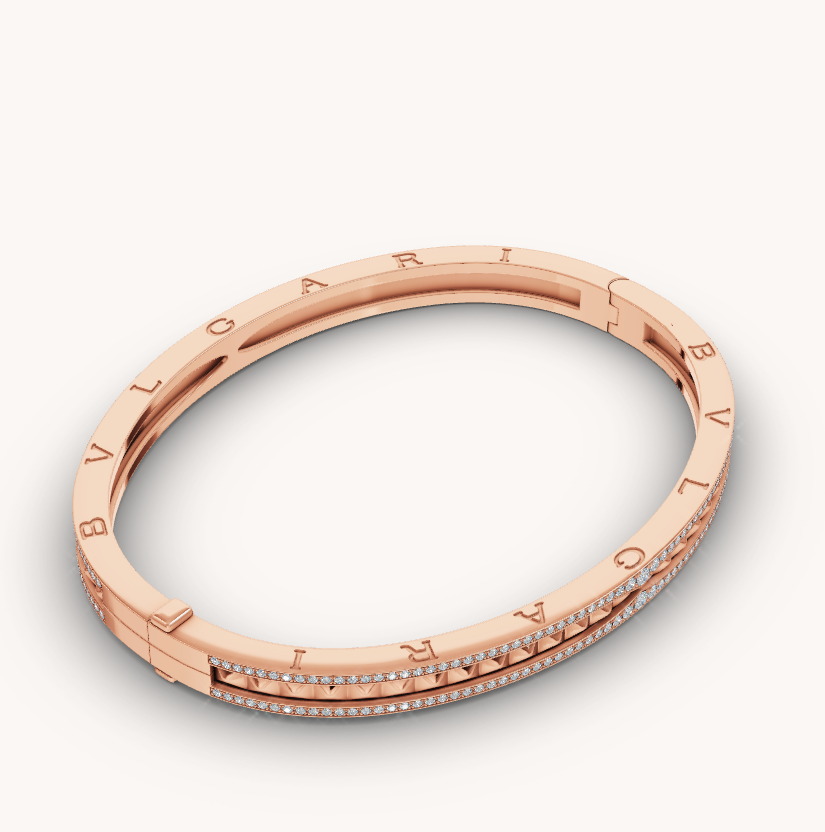 [Rosla Jewelry]ZERO 1 SPIRAL AND PAVED DIAMOND PINK GOLD BRACELET