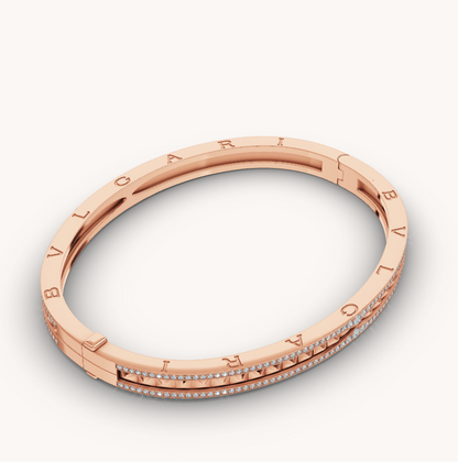 [Rosla Jewelry]ZERO 1 SPIRAL AND PAVED DIAMOND PINK GOLD BRACELET