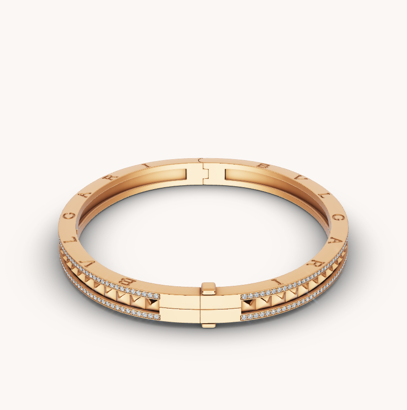 [Rosla Jewelry]ZERO 1 SPIRAL AND PAVED DIAMOND GOLD BRACELET