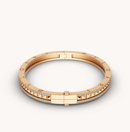 [Rosla Jewelry]ZERO 1 SPIRAL AND PAVED DIAMOND GOLD BRACELET