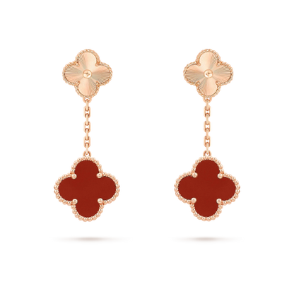 [Rosla Jewelry]CLOVER 2 MOTIF  LASER CARNELIAN EARRINGS