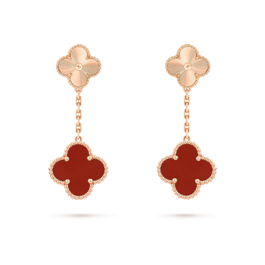 [Rosla Jewelry]CLOVER 2 MOTIF  LASER CARNELIAN EARRINGS