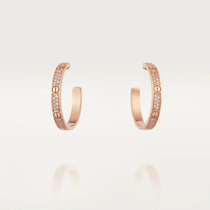 [Rosla Jewelry]LOVE DIAMOND PINK GOLD HOOP EARRINGS