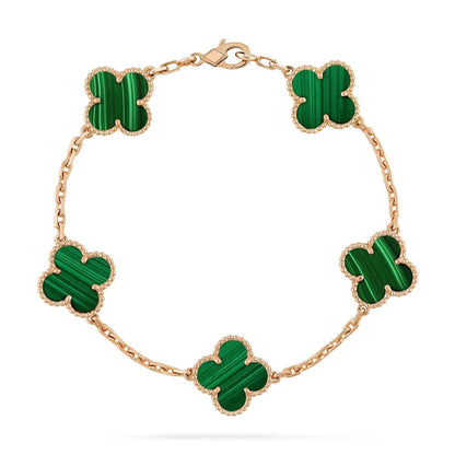 [Rosla Jewelry]CLOVER 5 MOTIFS MALACHITE BRACELET