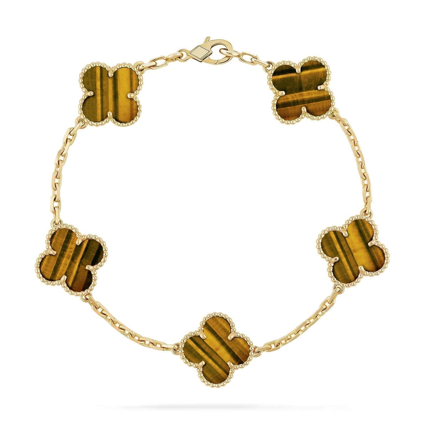 [Rosla Jewelry]CLOVER  5 MOTIFS TIGER EYE BRACELET