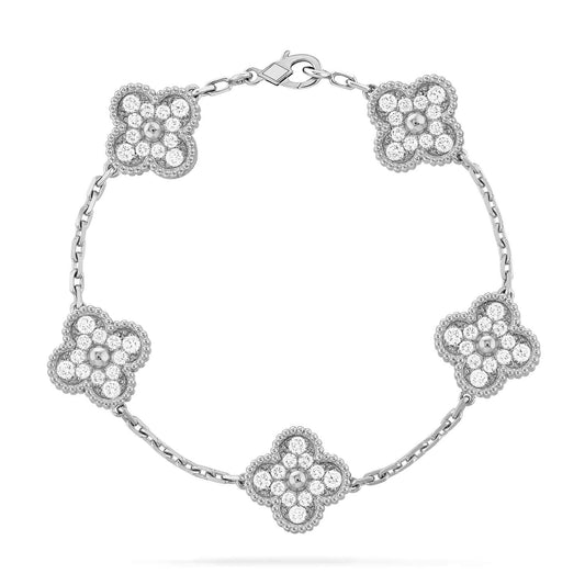 [Rosla Jewelry]CLOVER 5 MOTIFS  DIAMOND BRACELET SILVER