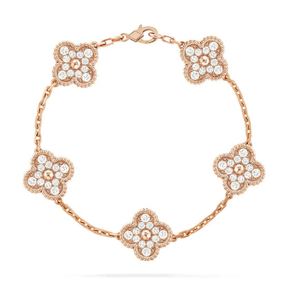 [Rosla Jewelry]CLOVER 5 MOTIFS  FULL DIAMOND BRACELET