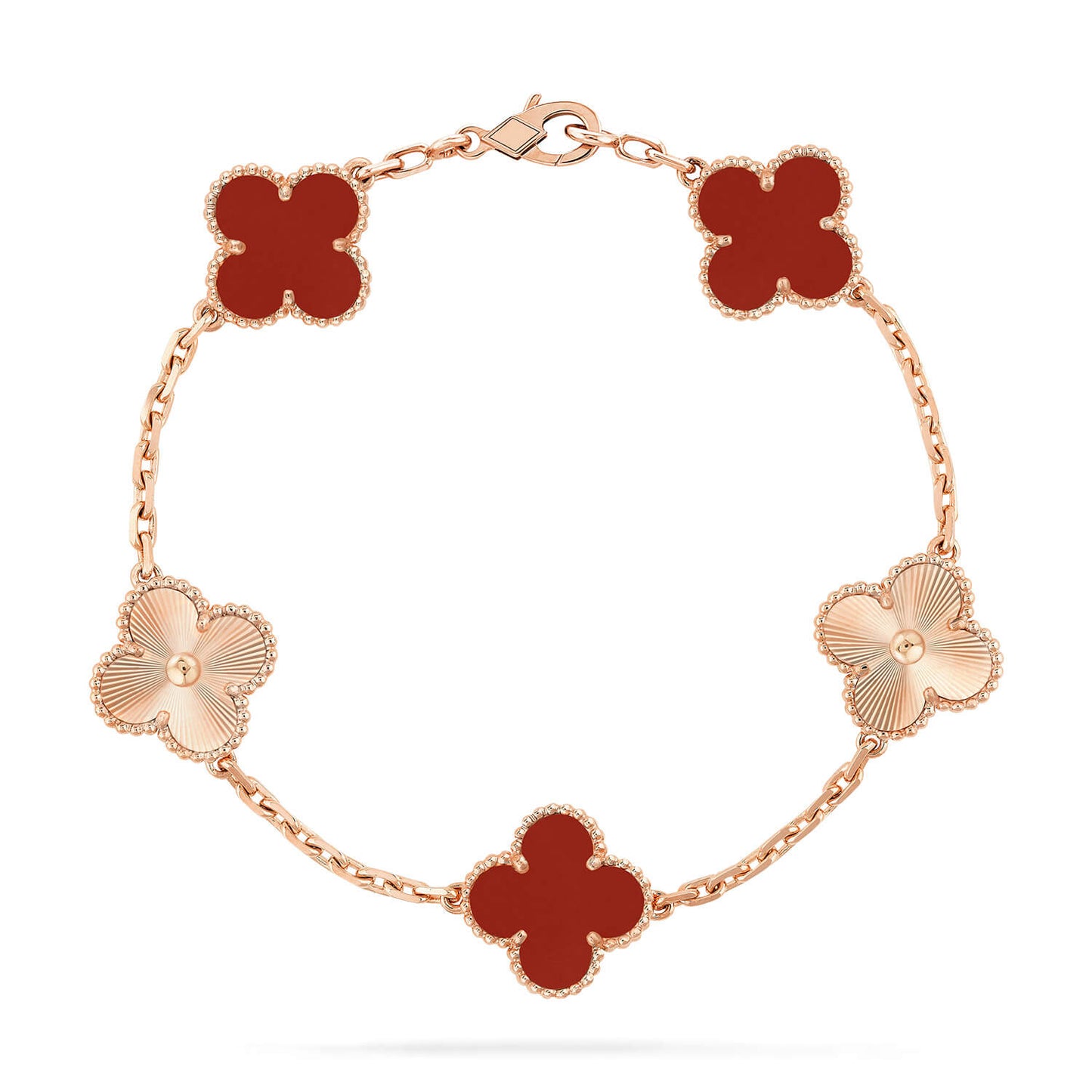 [Rosla Jewelry]CLOVER  5 MOTIFS CARNELIAN GOLD BRACELET