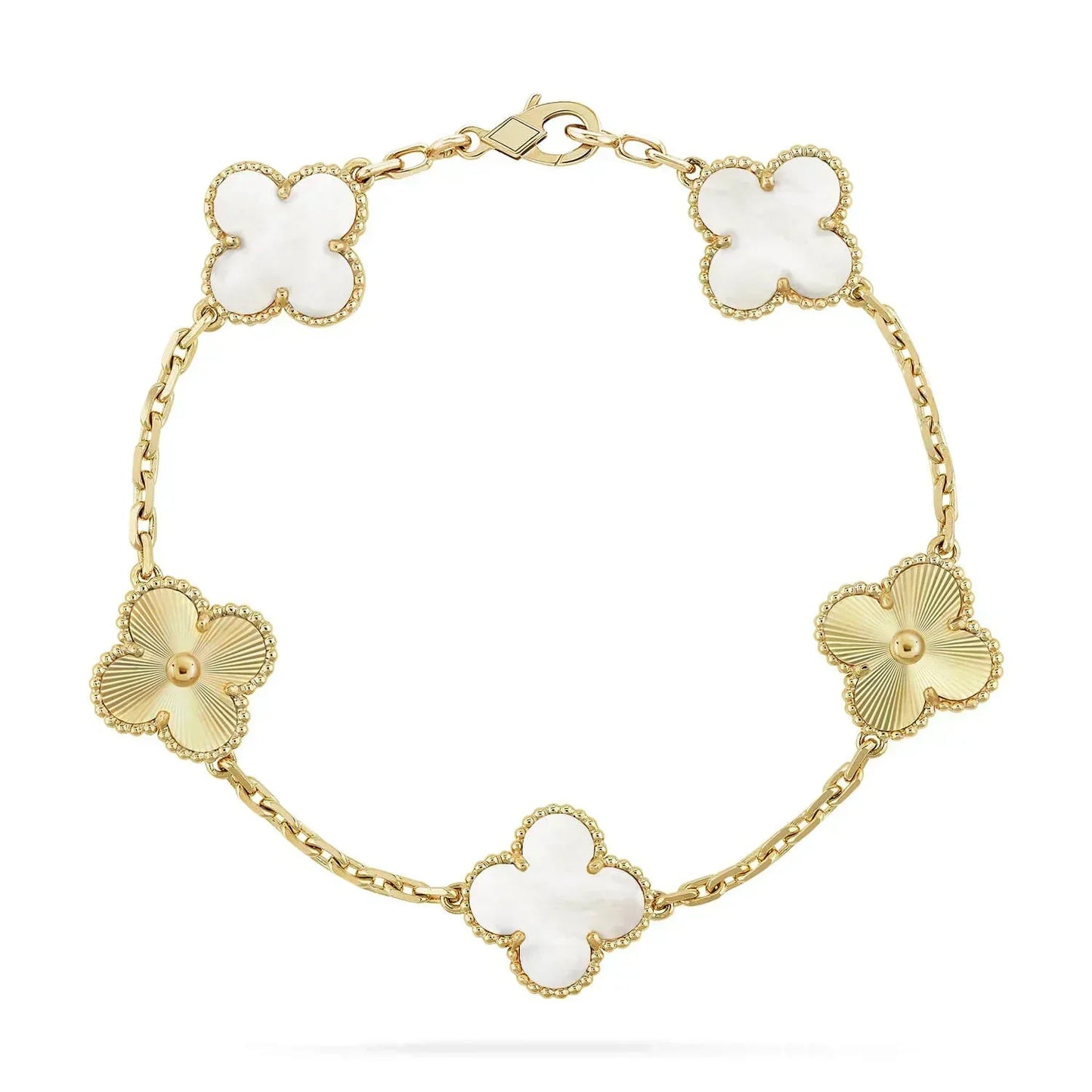 [Rosla Jewelry]CLOVER BRACELET 5 MOTIF WHITE MOP PINK GOLD