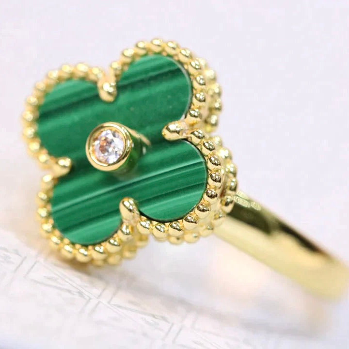 [Rosla Jewelry]CLOVER MALACHITE RING GOLD DIAMOND