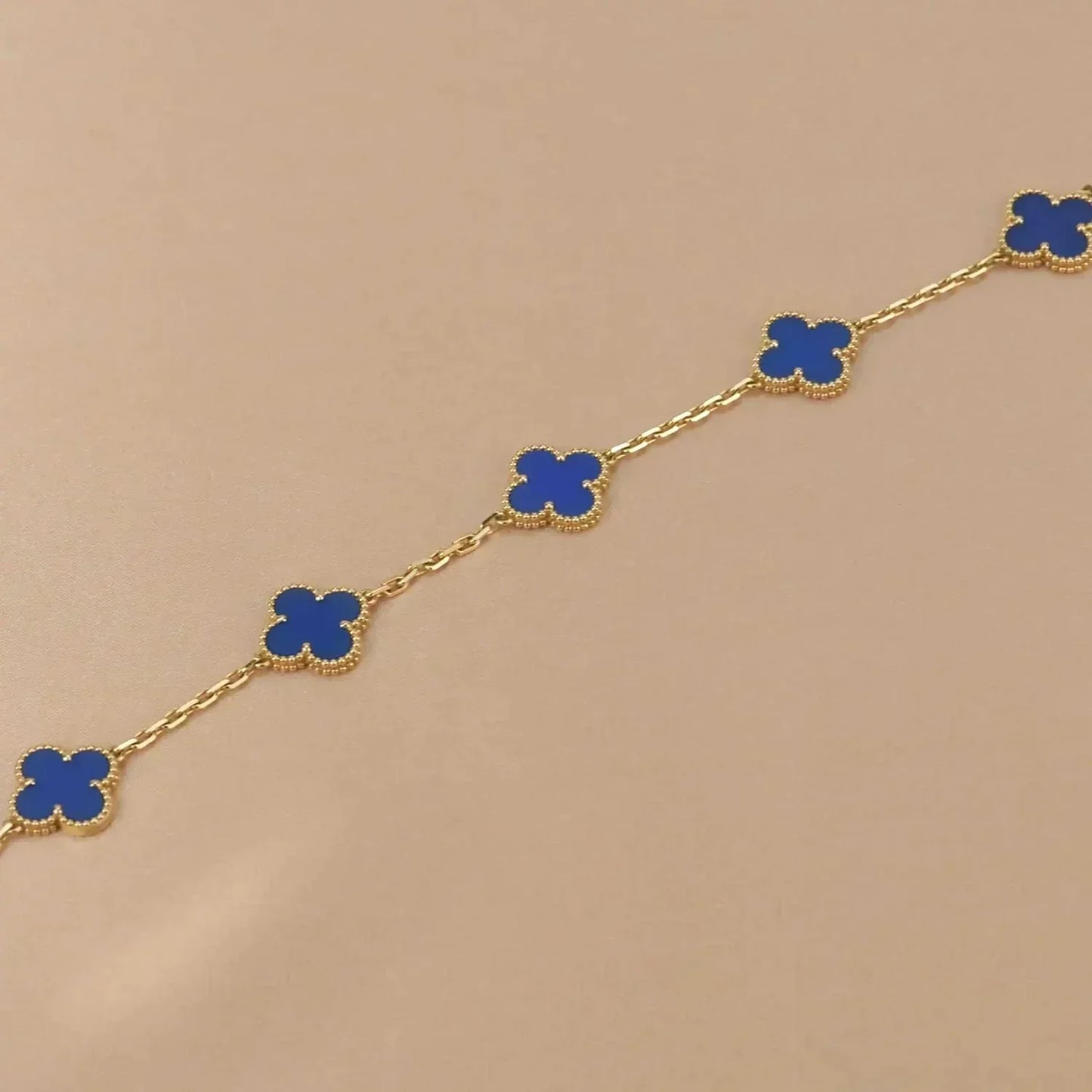 [Rosla Jewelry]CLOVER 5 MOTIFS BLUE AGATE BRACELET