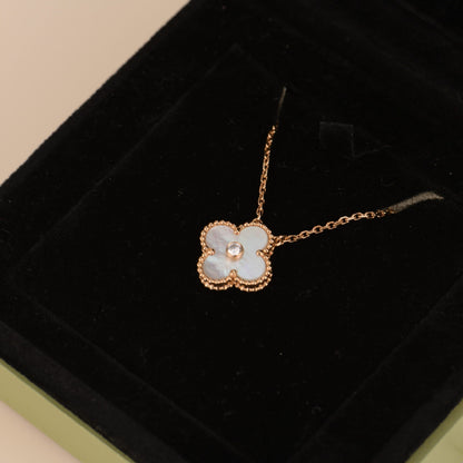 [Rosla Jewelry]CLOVER 15MM DIAMOND WHITE FRITILLARIA NECKLACE