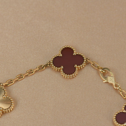 [Rosla Jewelry]CLOVER  5 MOTIFS CARNELIAN GOLD BRACELET