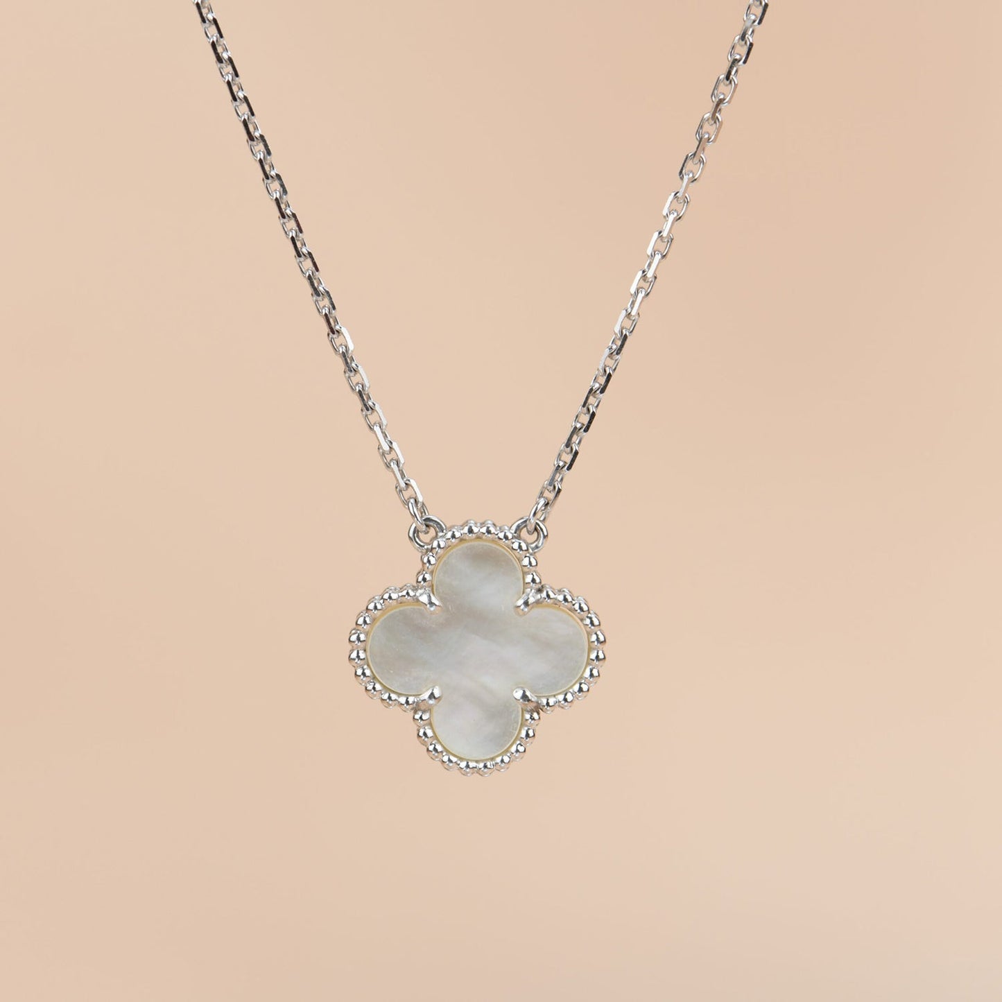 [Rosla Jewelry]CLOVER  15MM WHITE MOTHER-OF-PEARL SILVER