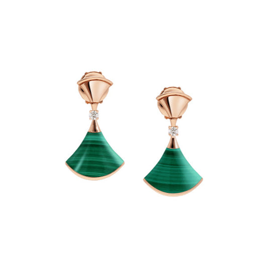 [Rosla Jewelry]DREAM MALACHITE PINK GOLD EARRINGS