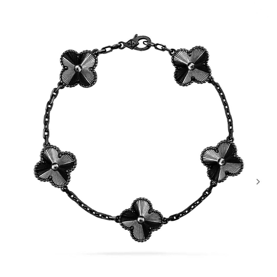 [Rosla Jewelry]CLOVER FIVE MOTIF BLACK BRACELET