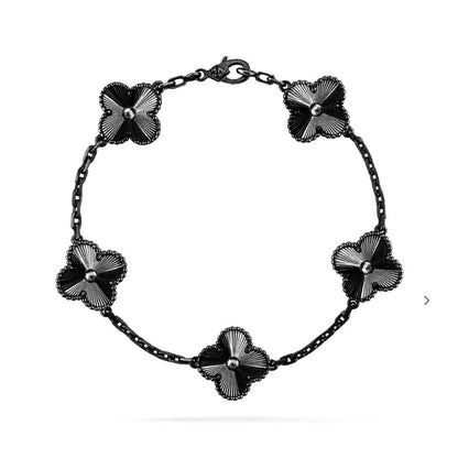 [Rosla Jewelry]CLOVER FIVE MOTIF BLACK BRACELET