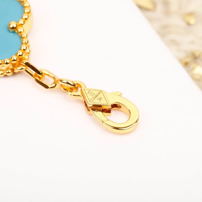 [Rosla Jewelry]CLOVER 5 MOTIF TURQUOISE DIAMOND GOLD BRACELET