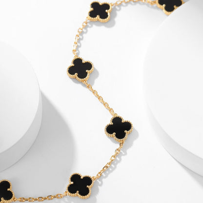 [Rosla Jewelry]CLOVER 10 MOTIFS ONYX NECKLACE