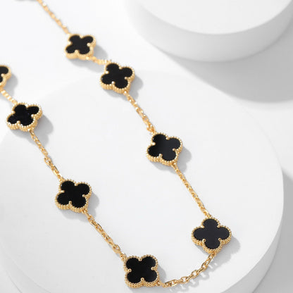 [Rosla Jewelry]CLOVER 10 MOTIFS ONYX NECKLACE