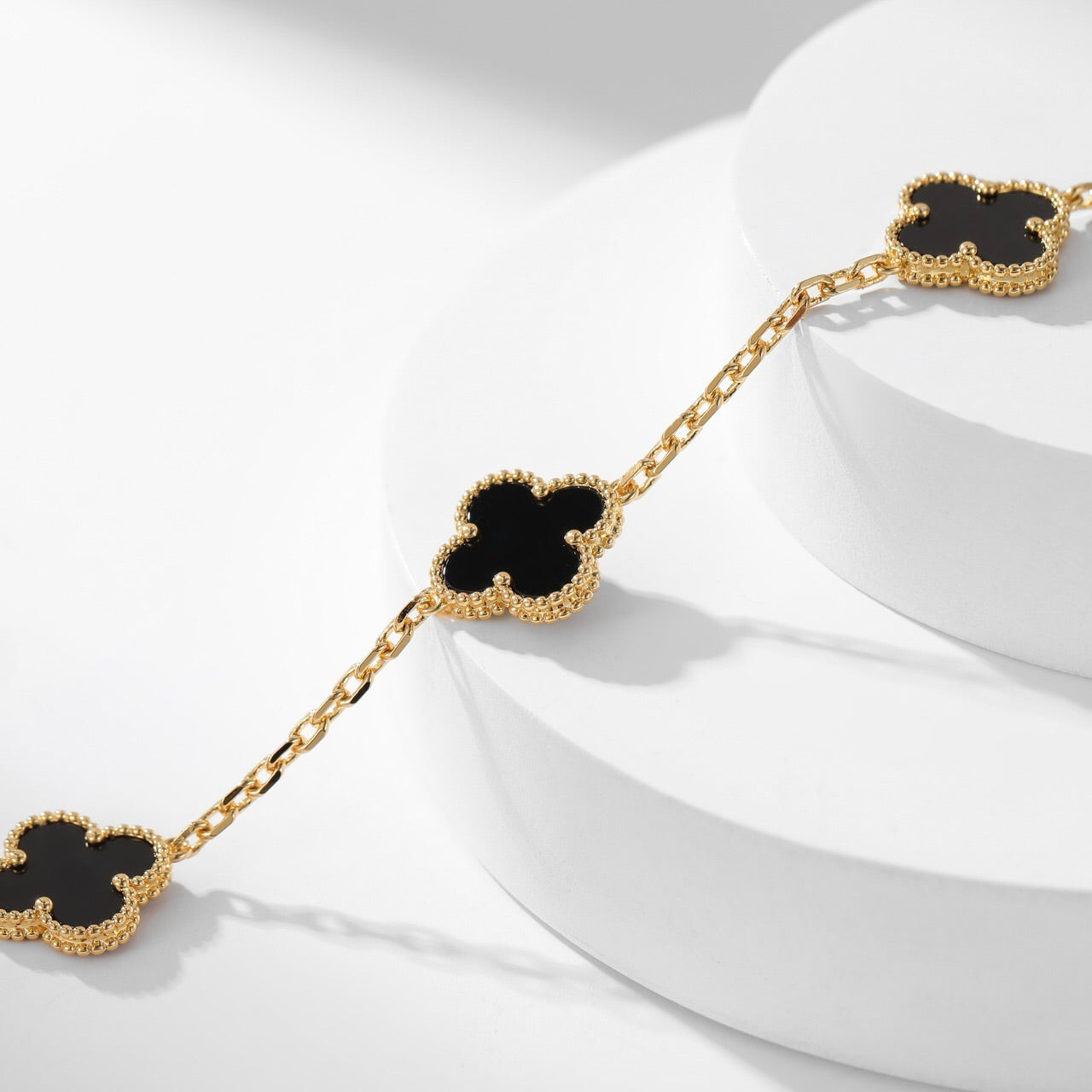 [Rosla Jewelry]CLOVER 10 MOTIFS ONYX NECKLACE