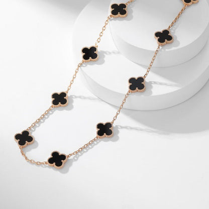 [Rosla Jewelry]CLOVER 10 MOTIFS ONYX NECKLACE