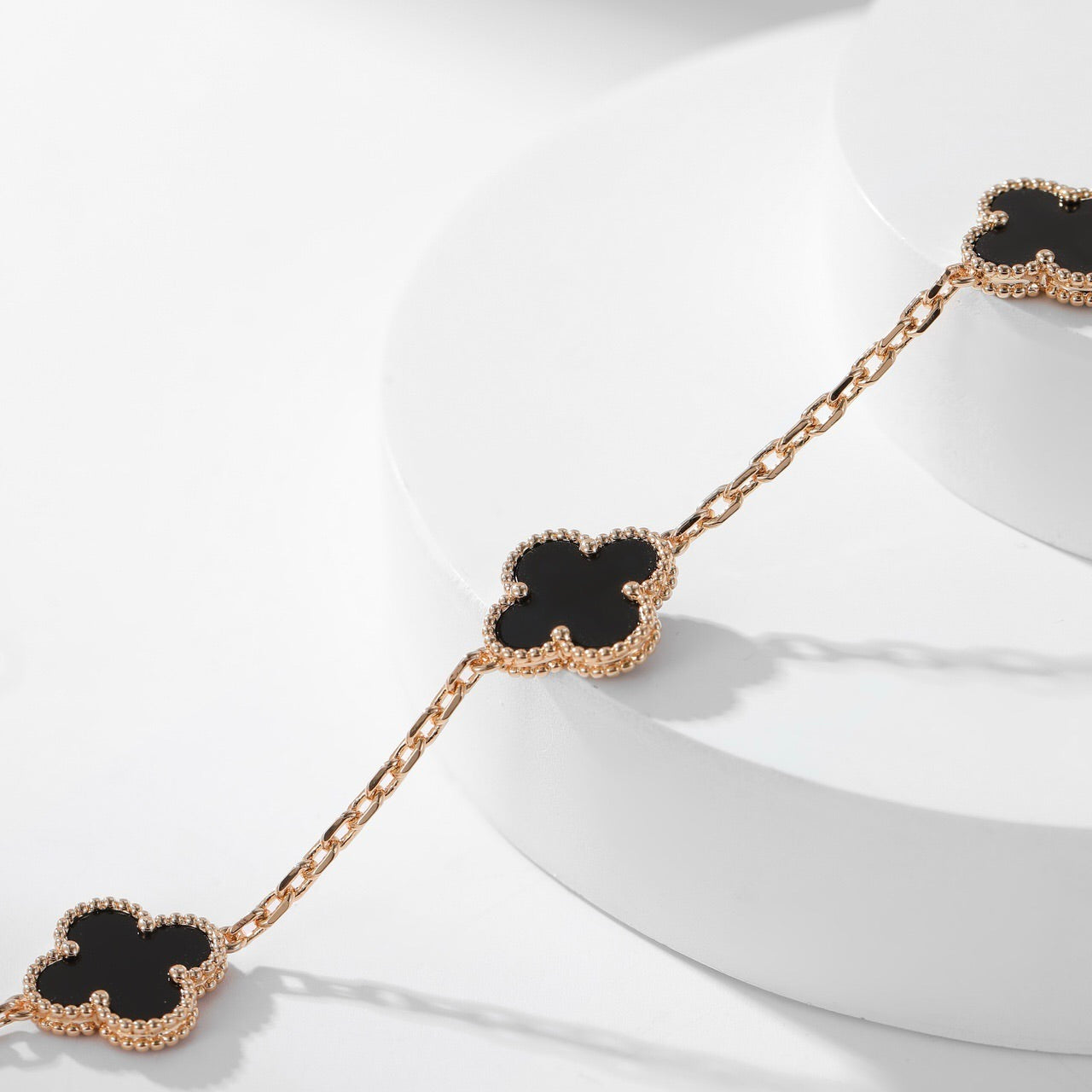 [Rosla Jewelry]CLOVER 10 MOTIFS ONYX NECKLACE