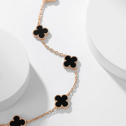 [Rosla Jewelry]CLOVER 10 MOTIFS ONYX NECKLACE