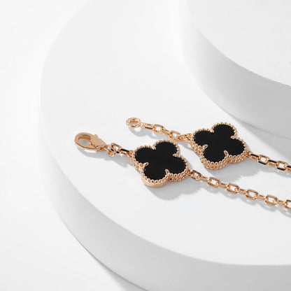 [Rosla Jewelry]CLOVER 10 MOTIFS ONYX NECKLACE