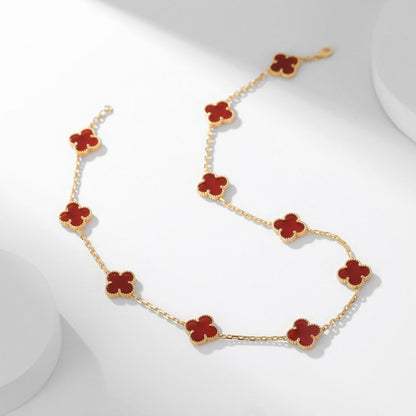 [Rosla Jewelry]CLOVER 10 MOTIFS CARNELIAN NECKLACE