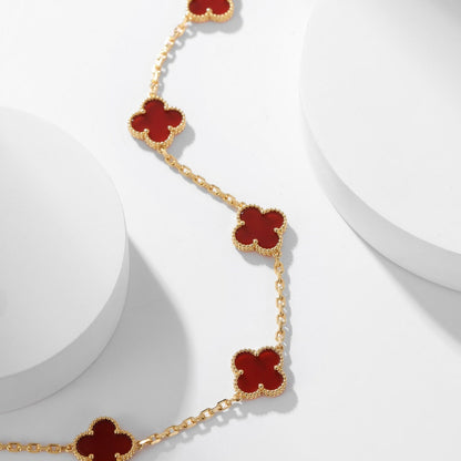 [Rosla Jewelry]CLOVER 10 MOTIFS CARNELIAN NECKLACE