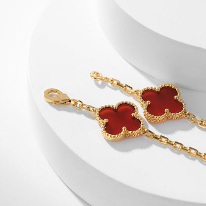 [Rosla Jewelry]CLOVER 10 MOTIFS CARNELIAN NECKLACE