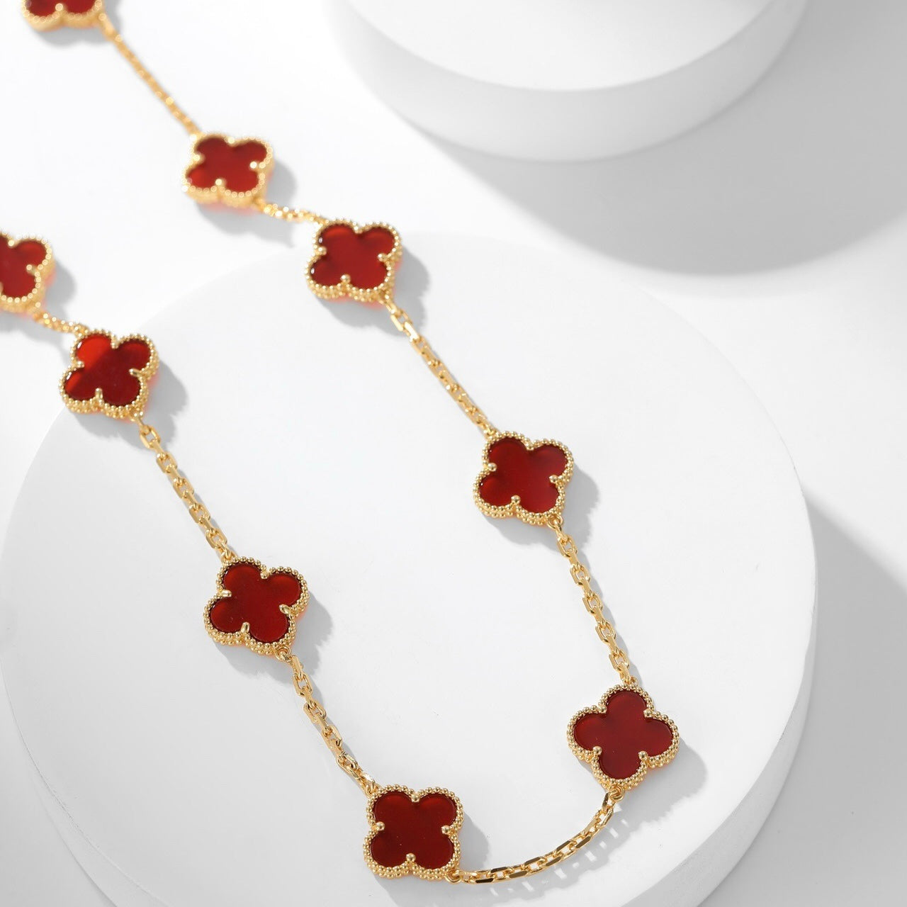 [Rosla Jewelry]CLOVER 10 MOTIFS CARNELIAN NECKLACE