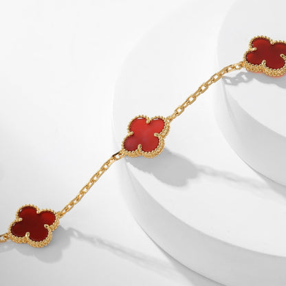 [Rosla Jewelry]CLOVER 10 MOTIFS CARNELIAN NECKLACE