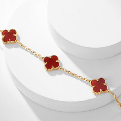 [Rosla Jewelry]CLOVER 10 MOTIFS CARNELIAN NECKLACE