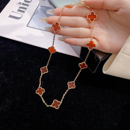 [Rosla Jewelry]CLOVER 10 MOTIFS CARNELIAN NECKLACE