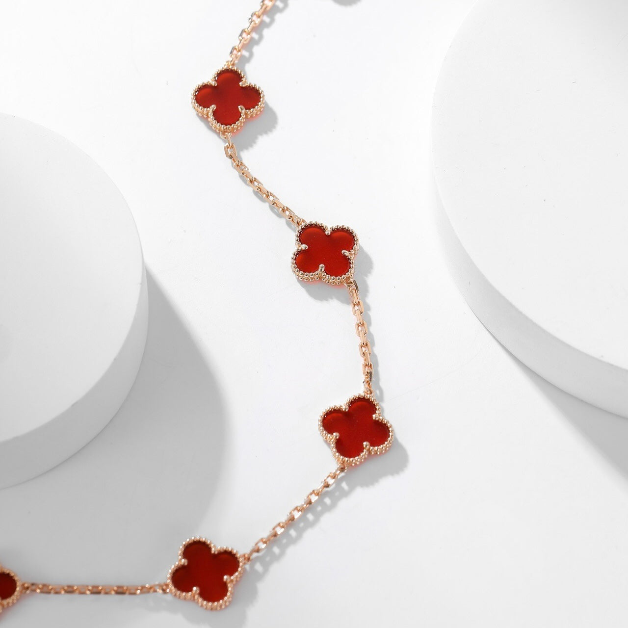 [Rosla Jewelry]CLOVER 10 MOTIFS CARNELIAN NECKLACE